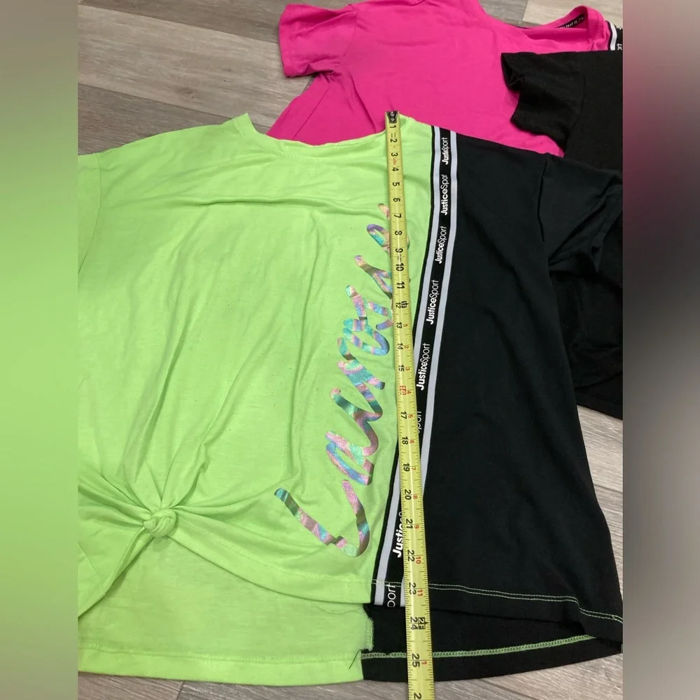 Justice Sport Short Sleeve Top Bundle Lot of 3 Size XXL 16P/18P Green Pink White
